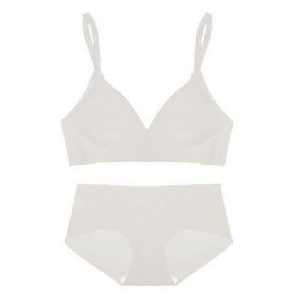 Deep V Neck Wire Free One- Piece Seamless Bra and Panties Set Underwear with Convertible Padded Soft Comfortable Lingerie