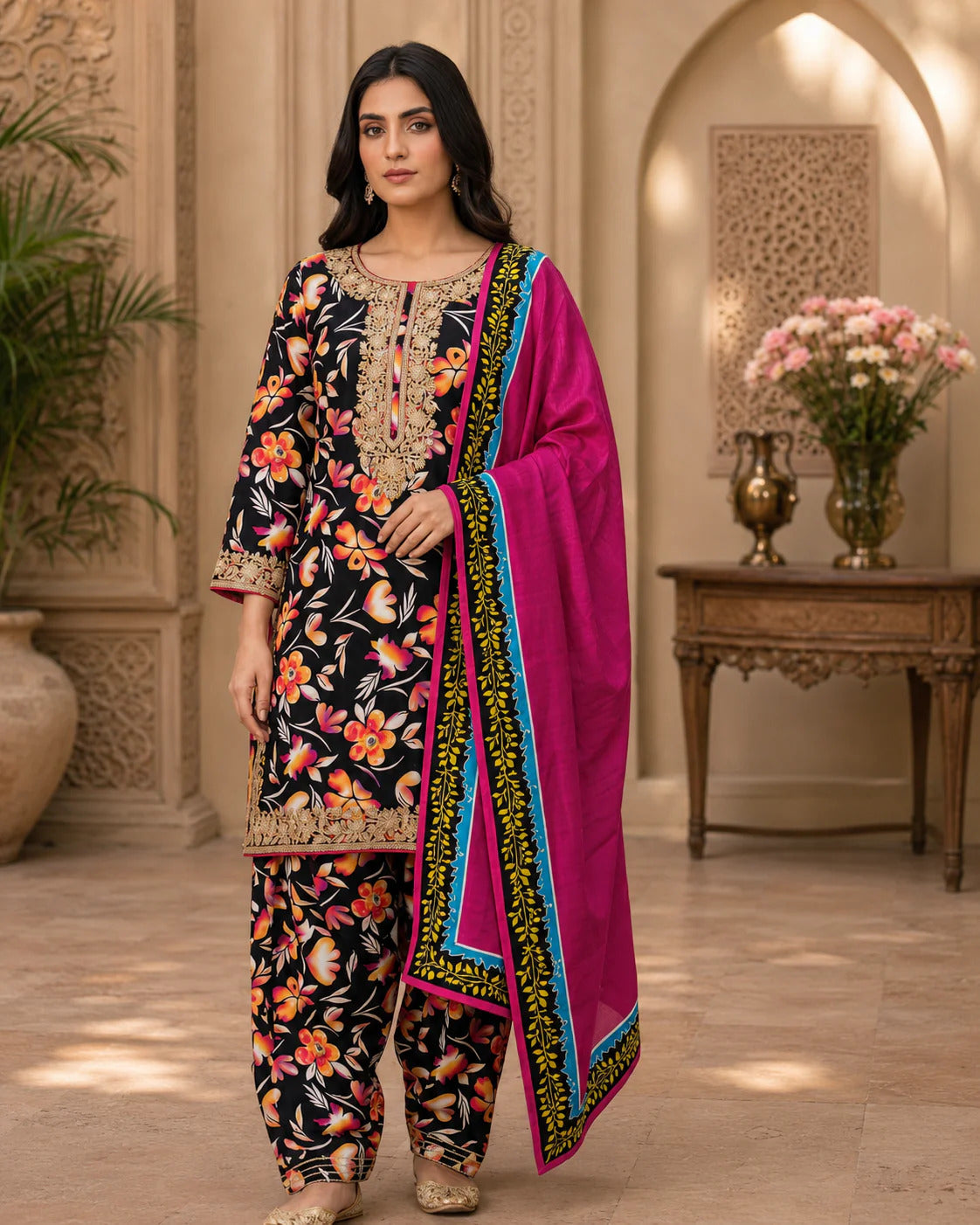 Swiss Lawn Unstitched 3 Piece Suit - A1732