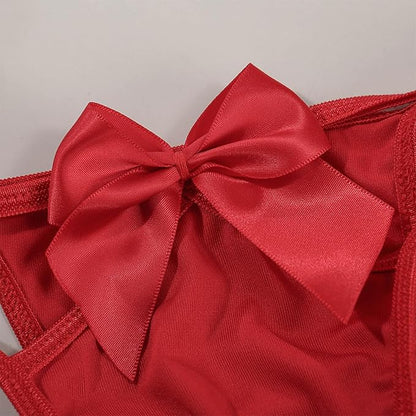 Womens Exotic Lingerie Sets, Bow Tie Hot Cute Teddy 2 Piece Lingerie Set