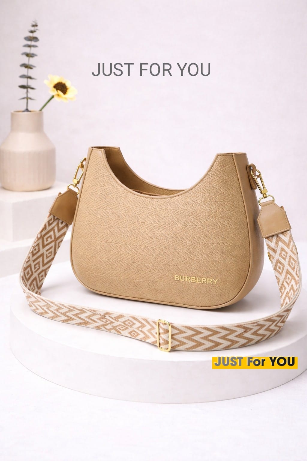 DOUBLE ZIPPER HALFMOON HANDBAG FOR FEMALE