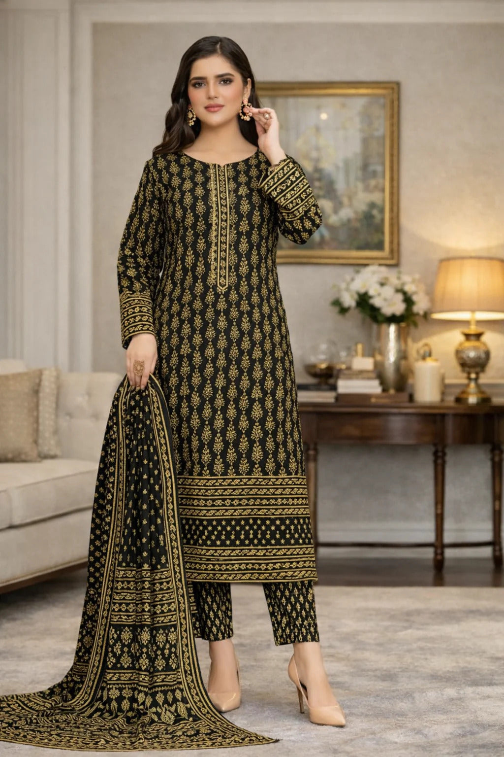 Swiss Lawn Unstitched 3 Piece Suit - A1776