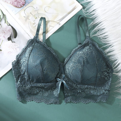 Triangle Cup Lace Bralette Bras for Women Sexy Tank Tops Crop Tops Female Gathered Padded Underwear Brassiere