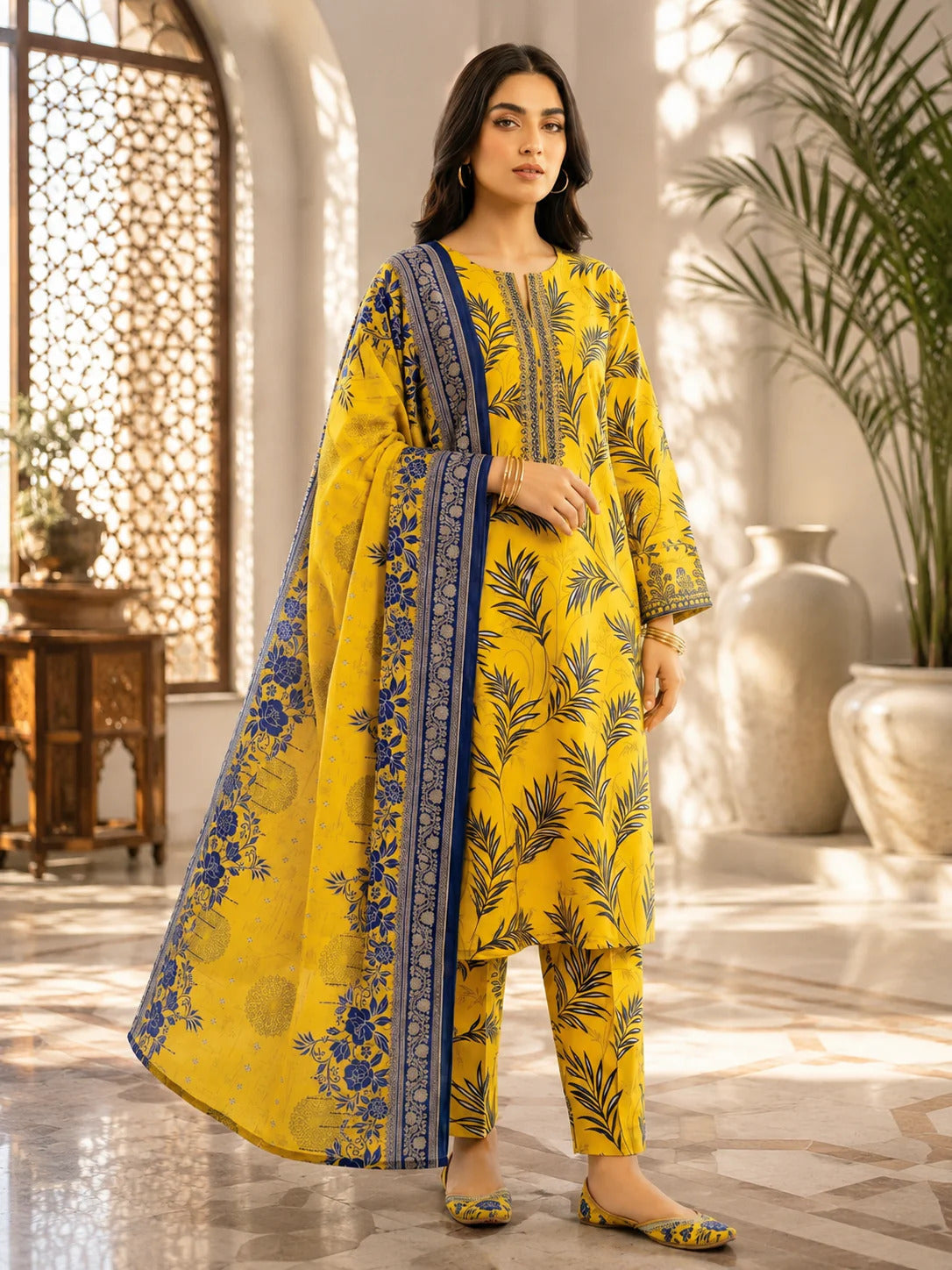 Swiss Lawn Unstitched 3 Piece Suit - A1717