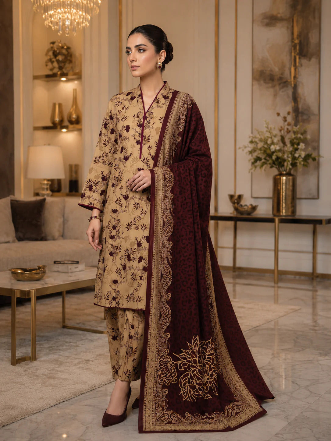 Swiss Lawn Unstitched 3 Piece Suit - A1744