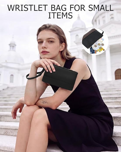 Laptop Bag for Women,3PCS Vegan Leather Tote Bag for Work with 2 Straps,Teacher Purse Office Handbag Computer Briefcase