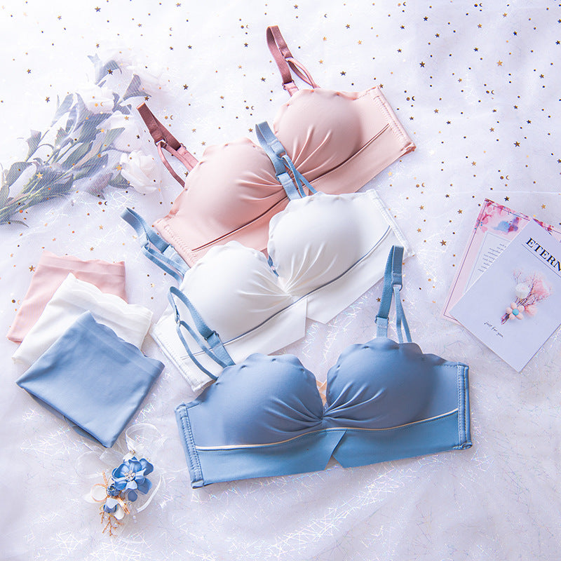 New For Women Red Blue Push Up Cup A B Bra Sets Cotton Panties Sexy Lingerie Set Underwear Wireless Padded112