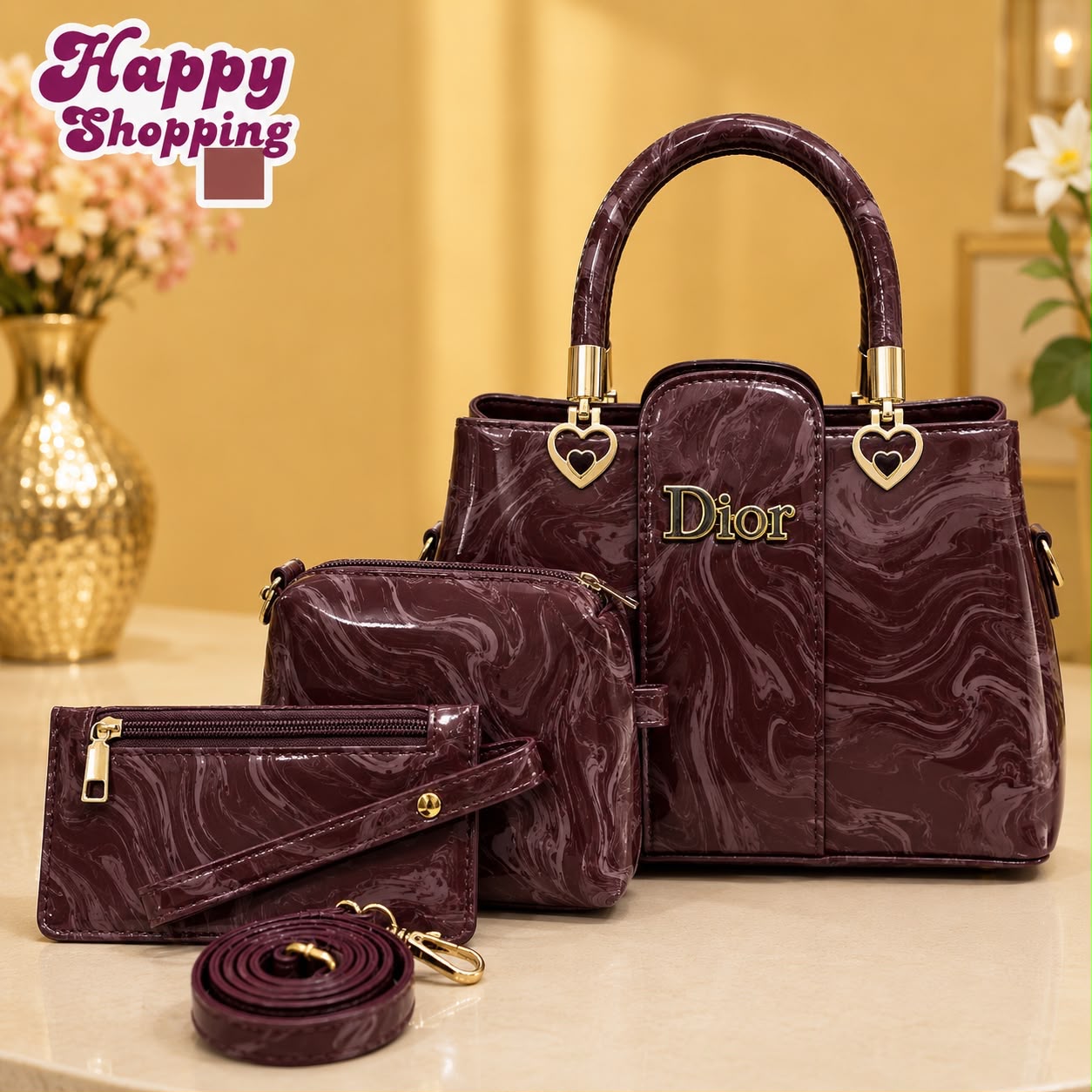 DiorMarbal Texture High Quality 3Pcs Shoulder Bag