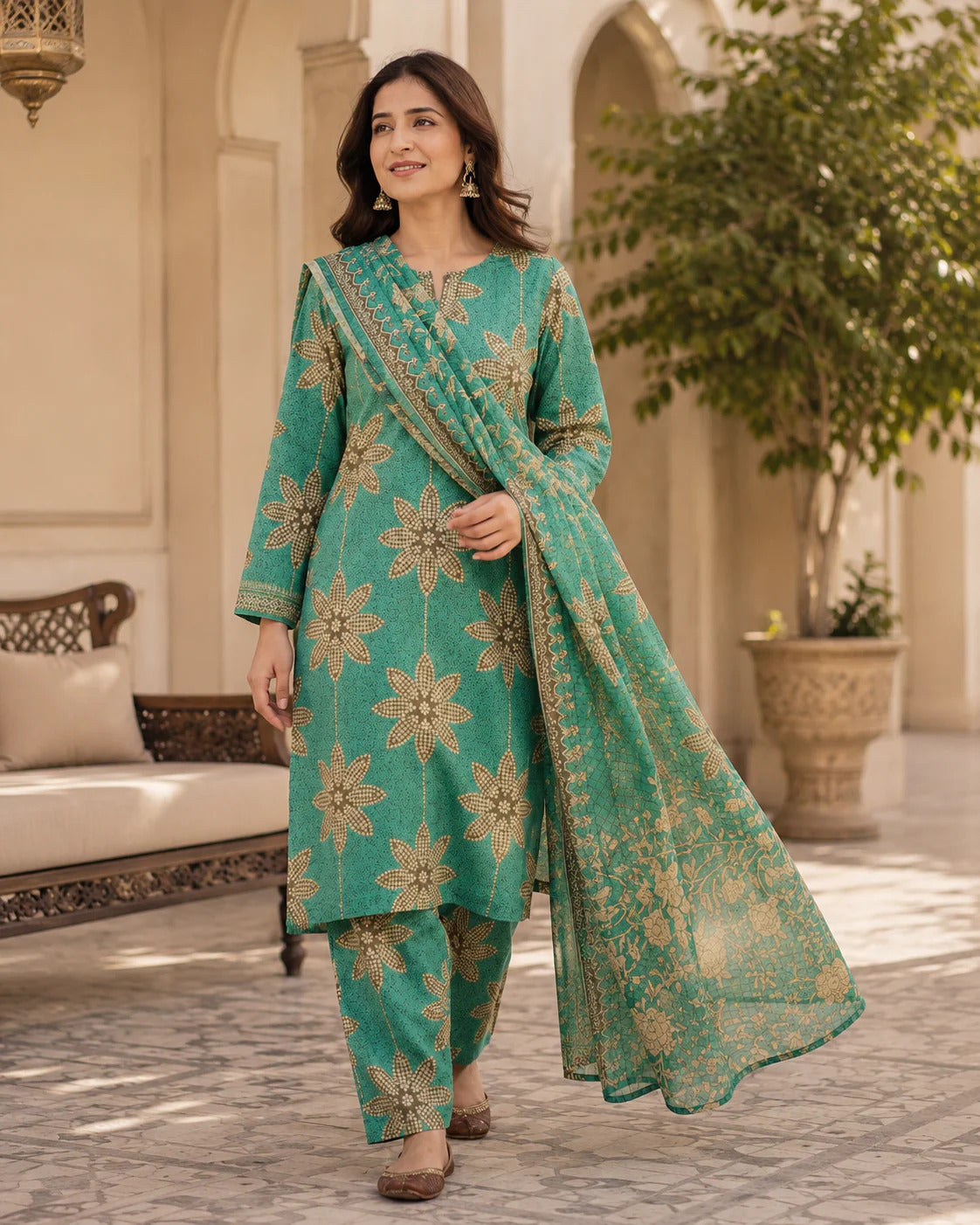 Swiss Lawn Unstitched 3 Piece Suit - A1736