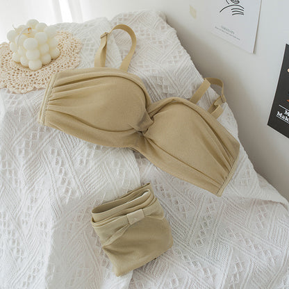 For Women Half Cup Bra Sets Adjustable Straps Bralette Cotton Panties Push Up Underwear Wireless Lingerie A B
