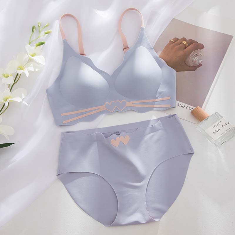 for Women Blue Pink Push Up Sexy Lingerie Wireless One-Piece Bras Panties Luxury Bra Sets Underwear A B Seamless