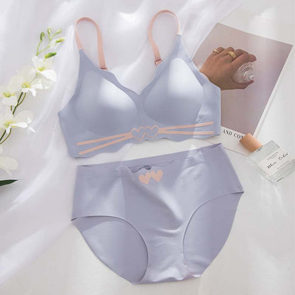 for Women Blue Pink Push Up Sexy Lingerie Wireless One-Piece Bras Panties Luxury Bra Sets Underwear A B Seamless