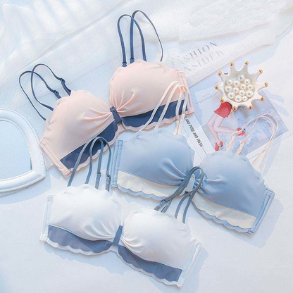 New For Women Pink Pruple Wireless One-Pieces Bralette Panties Push Up Bra Sets Underwear Sexy Lingerie Sets A B