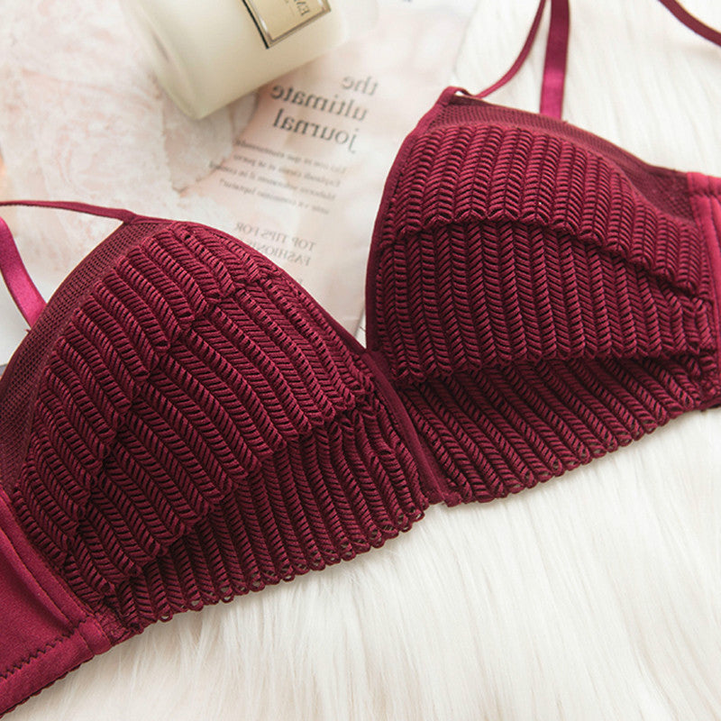 For Women Green Red Deep V Bras Sexy Lingerie Sets Lace Wireless Bra Sets Cotton Panties Push Up Underwear A B