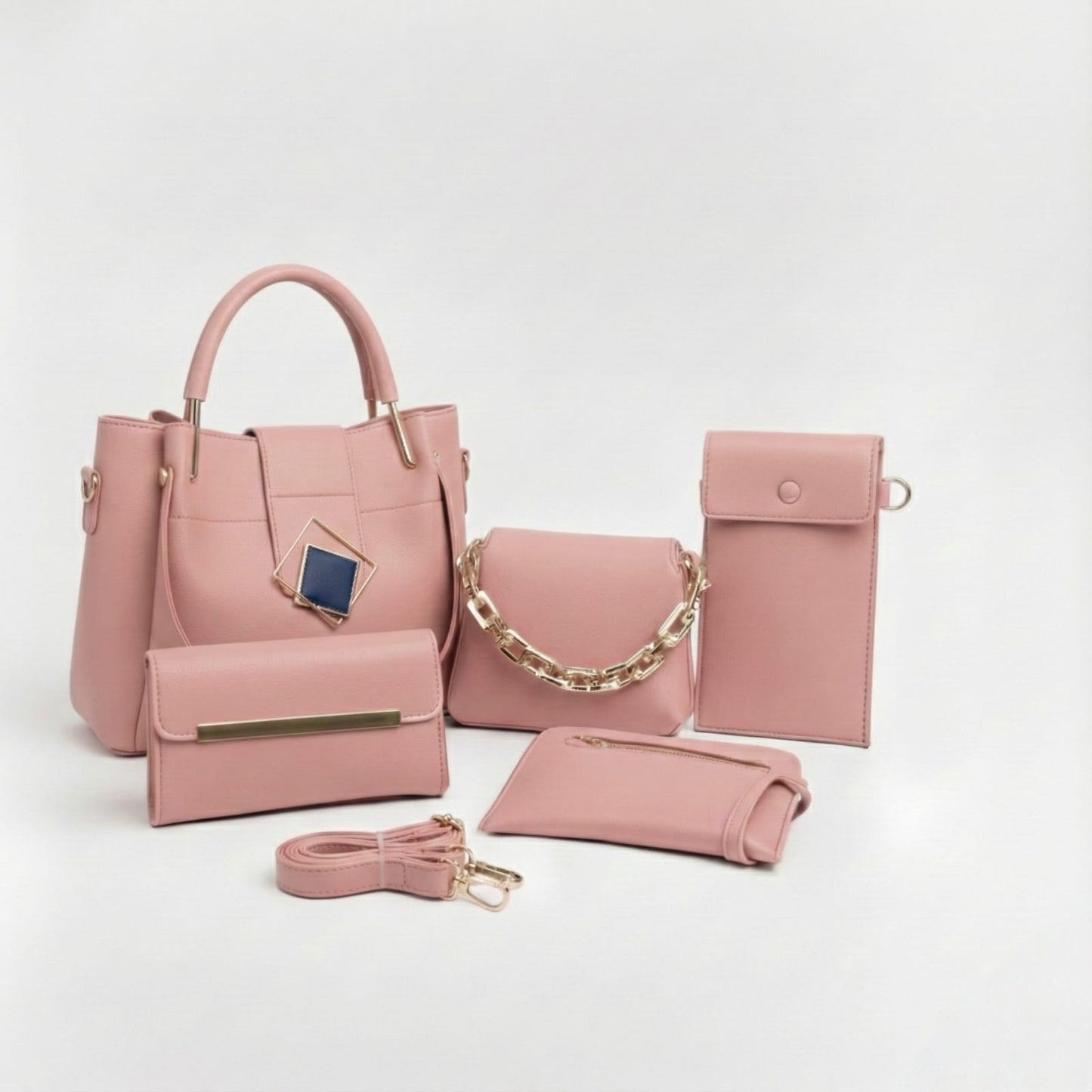 5-PCS DIAMOND PREMIUM LEATHER HANDBAGS