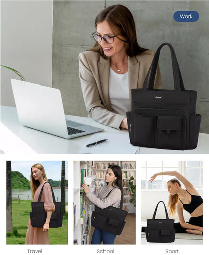 Bag for Women 15.6 Inch,Multi-pocket Teacher Tote Nurse Bag Work Tote Bag Computer Bags,Utility Large Purse Handbags with Laptop Compartments for Daily,College,Travel,Busiess,Office