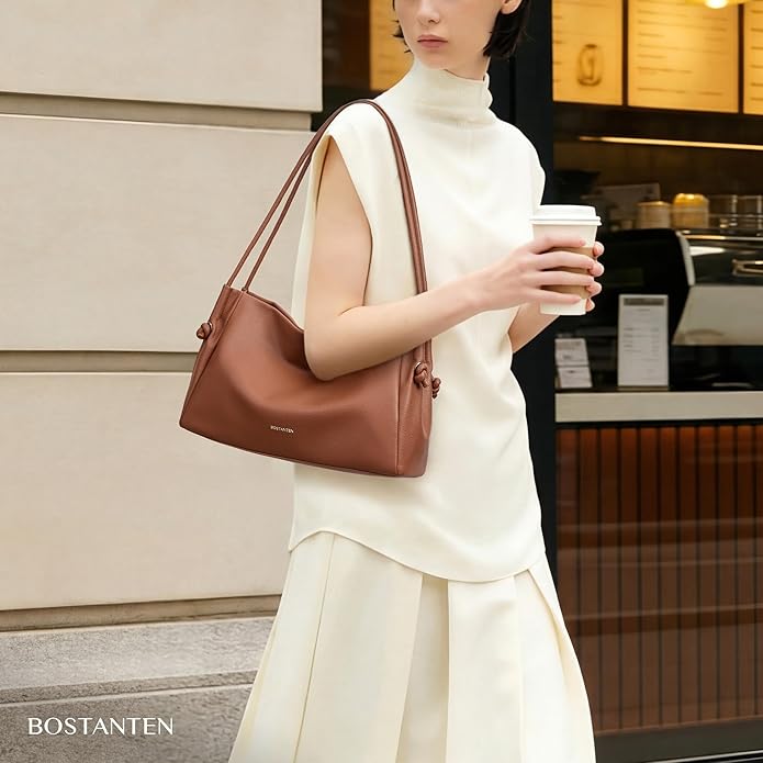 Shoulder Bag for Women Pebbled Vegan Leather Purses Soft Hobo Handbag Supple Bag for Travel Work