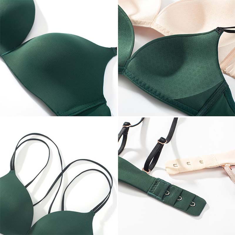 Spring Green For Women Straps Sexy Lingerie Set Wireless Cotton Panties Underwear One-Piece Bra Sets A B Lingerie