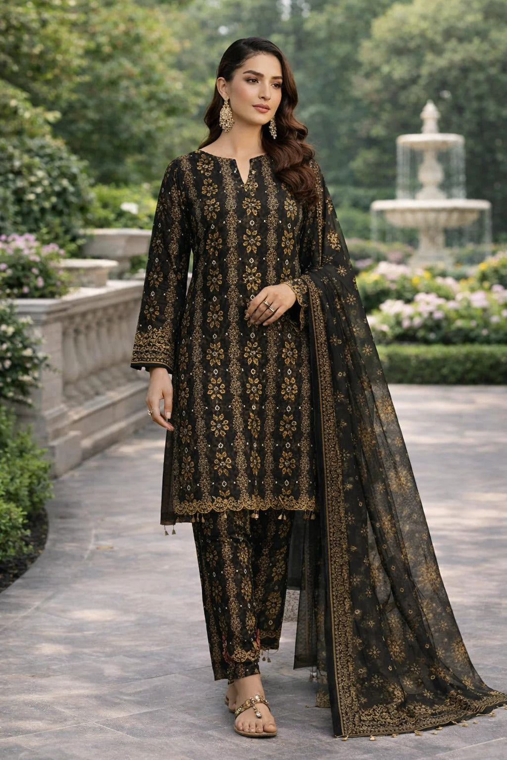 Swiss Lawn Unstitched 3 Piece Suit - A1704