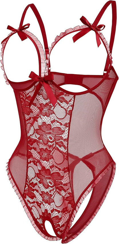 Lingerie for Women One Piece Lace Babydoll Sleepwear Bodysuit