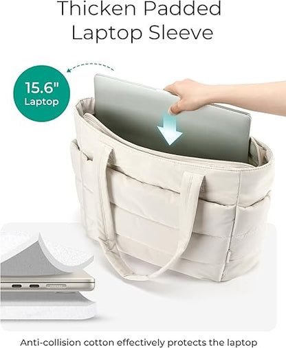 Tote Bag for Women, Lightweight Puffy Tote Bag with Compartments Shoulder Bag Handbag for Travel, Work, Gym  Lightweight