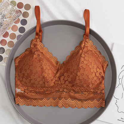 Sexy Lace No Rims Bras Female Brassiere Seamless Underwear Women's Thin Bra with Wire Free Gather Lingerie Bralette