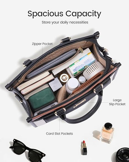 Purses and Handbags for Women, Trendy Satchel Tote Purse, PU Leather Crossbody Shoulder Bag Top Handle for Ladies