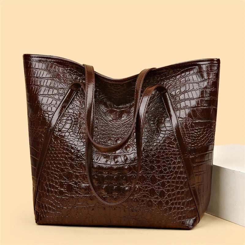 Simple And Versatile Crocodile Print Tote Bag, Large CapacityFashion Hand Bill Shoulder Women's Bag