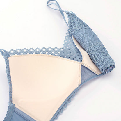 White For Women Blue Wireless Bra Sets Lace Cotton Panties Sexy Lingerie Set Underwear A B Japanese