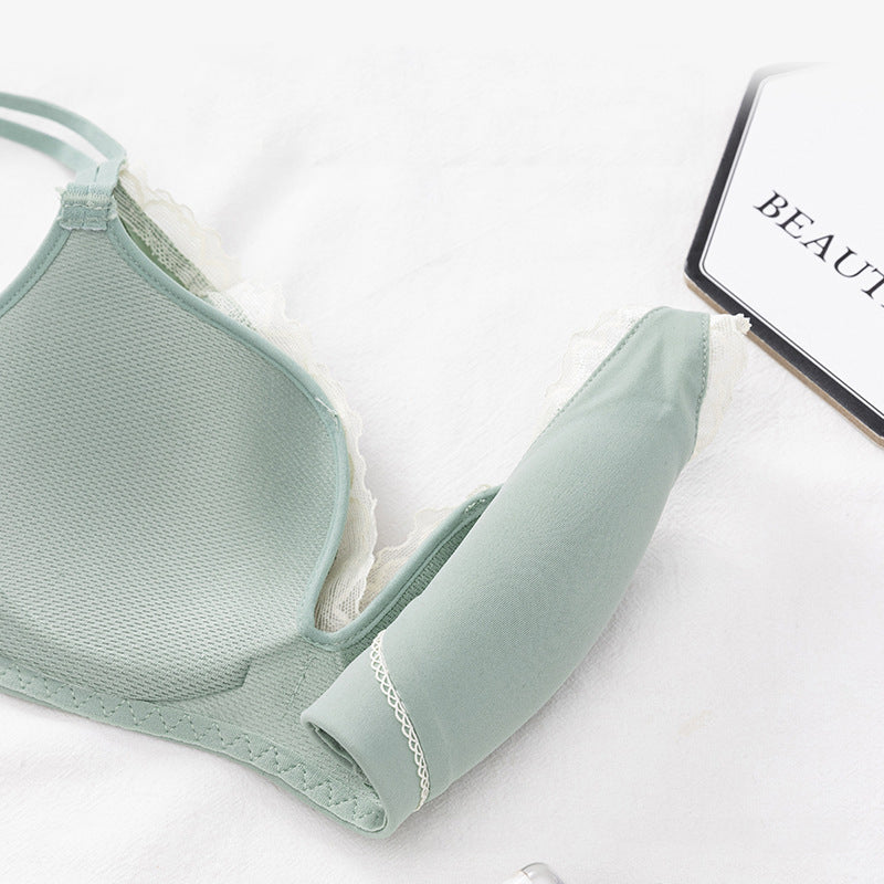 For Women Green Yellow Lace Bras Bralette Cotton Panties Bra Sets Trim Sexy Lingerie Sets Wireless Underwear A B