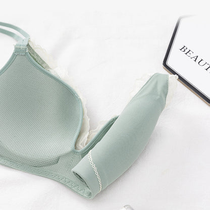 For Women Green Yellow Lace Bras Bralette Cotton Panties Bra Sets Trim Sexy Lingerie Sets Wireless Underwear A B