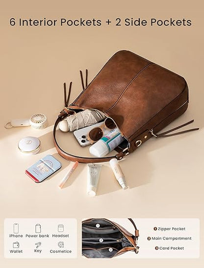 Crossbody Bags for Women Designer Faux Leather Hobo Handbags Retro Large Size Shoulder Bag Bucket Purse