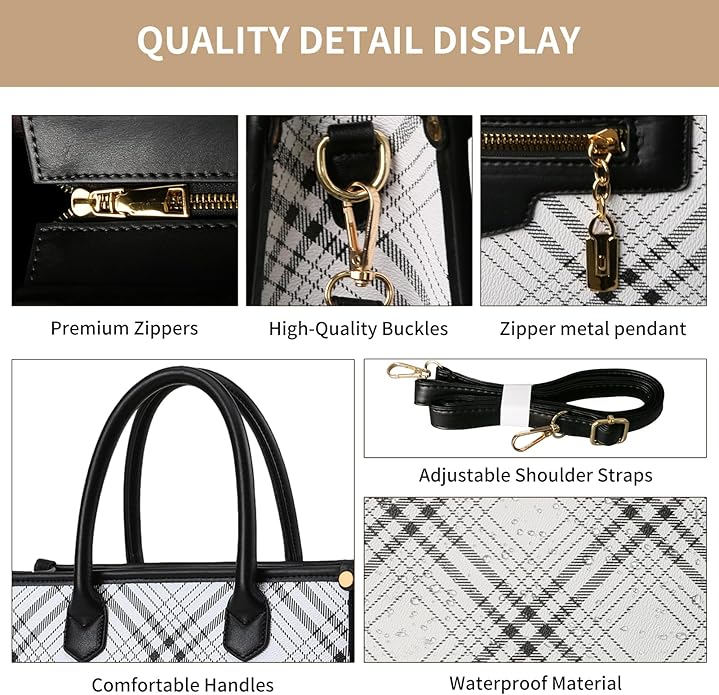 Handbags for Women, 3Pcs Women's Handbags Fashion PU Leather, Tote Shoulder Top Handle Satchel Purse Bags