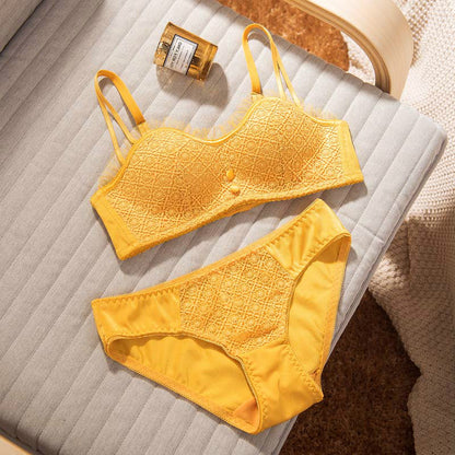 For Women Purple Gray Sexy Lingerie Wireless Bra Sets Lace Trim Cotton Panties Briefs Women Underwear Lovely A B