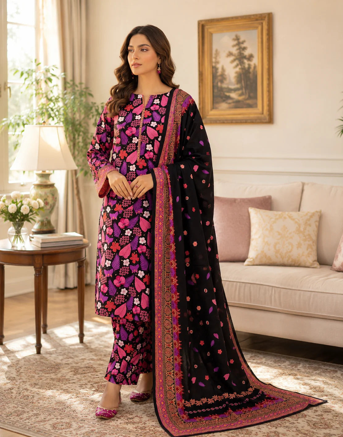 Swiss Lawn Unstitched 3 Piece Suit - A1762
