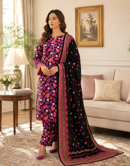 Swiss Lawn Unstitched 3 Piece Suit - A1762