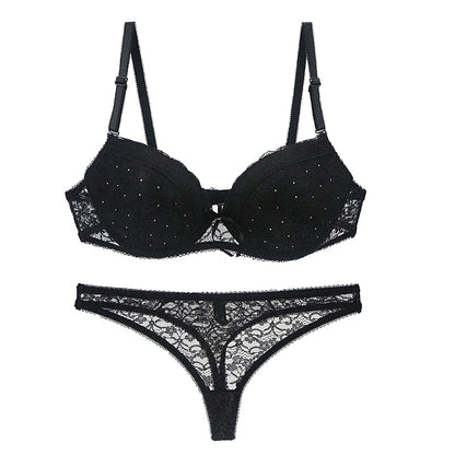 New Sexy Lace Female Underwear Push Up Plunge Padded BCDE Cup Panties and Bra Sets Adjusted Straps Women Lingerie