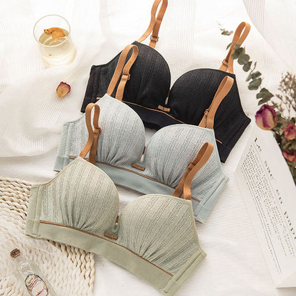 Women Gray Green Sexy Lingerie Sets Cotton Panties Underwear Push Up Bra Sets Cup A B Bow Padded Wireless