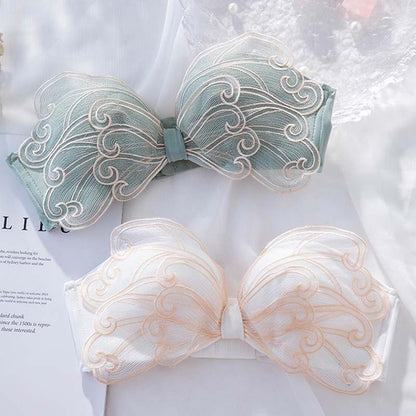 Women Green Blue Sexy Lingerie Sets Wireless Lace Cotton Panties Padded Bras Push Up Bra Sets Underwear A B