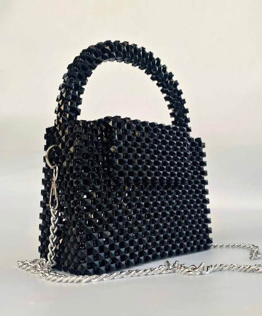 Crystal bag handmade Cross body shoulder hand carry bag for girls fashionable bags stylish bags black bag