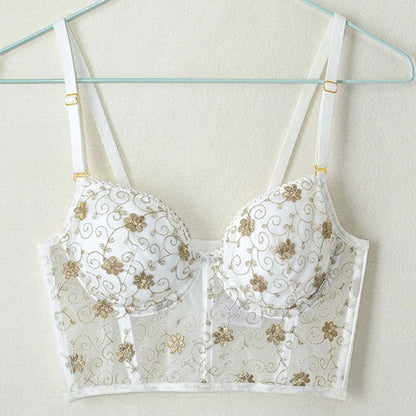 Women Green Padded Lace Trim Straps Invisible Bras Cotton Panties Push Up Bra Set Sexy Lingerie Set Underwear