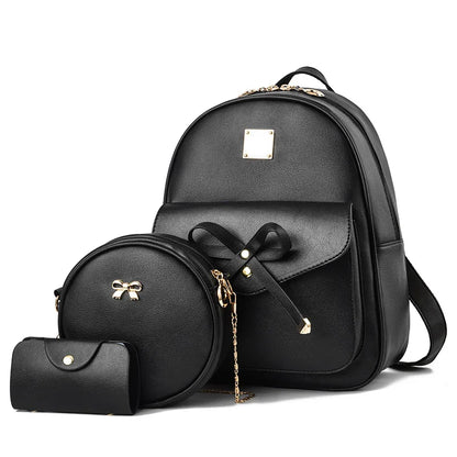 Hot Selling Bow Women's Backpack 2024 New Fashion Three Piece Set Girl Backpack with Small Bags Large Capacity for Women's Bags