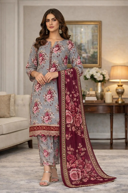 Swiss Lawn Unstitched 3 Piece Suit - A1780