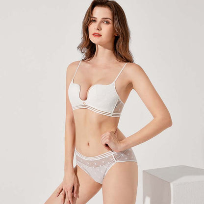 For Women Black Skin One-Piece Bra Sets Backless Bralette Cotton Panties Wireless Underwear Lingerie Cup A B C
