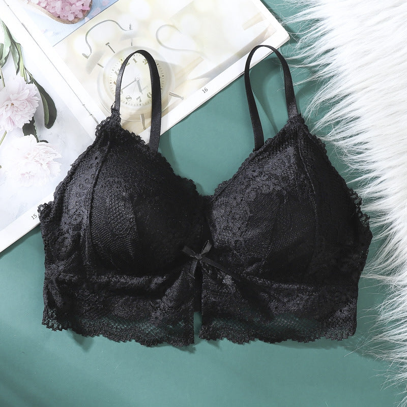 Triangle Cup Lace Bralette Bras for Women Sexy Tank Tops Crop Tops Female Gathered Padded Underwear Brassiere