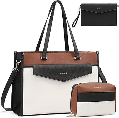 3pcs Laptop Bag for Women 15.6 Inch Leather Work Tote Bags Professional Business Office Computer Shoulder