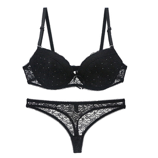 New Sexy Lace Female Underwear Push Up Plunge Padded BCDE Cup Panties and Bra Sets Adjusted Straps Women Lingerie
