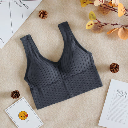 Women Seamless Crop Top Summer Sports Tube Tops Bra Female Fitness Base Tank Sleeveless Camis Underwear 2023