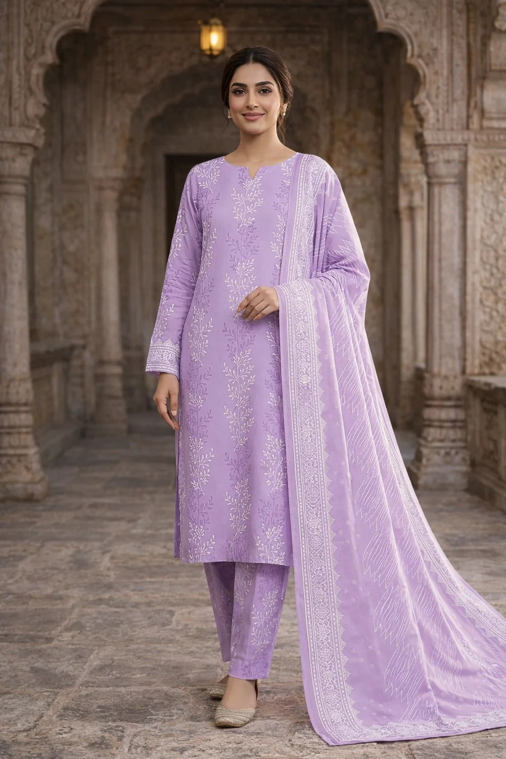Swiss Lawn Unstitched 3 Piece Suit - A1745