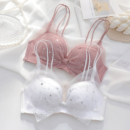 New Blue Black For Women Straps Bralette Cotton Wireless Panties Push Up Bra Sets Underwear Sexy Lingerie A B