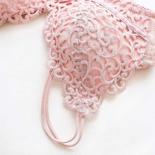 New for Women Pink Red Sexy Lingerie Lace Jacquard Wireless Underwear Bow Cotton Panties Lovely Bra Sets Lingerie A B